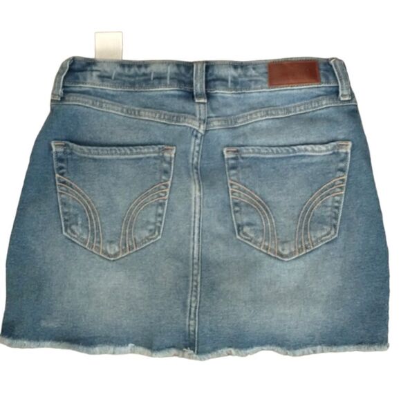 Hollister High Rise Denim Jean Skirt 26 Micro Mini Distressed Y2K Elena Gilbert - Picture 10 of 16